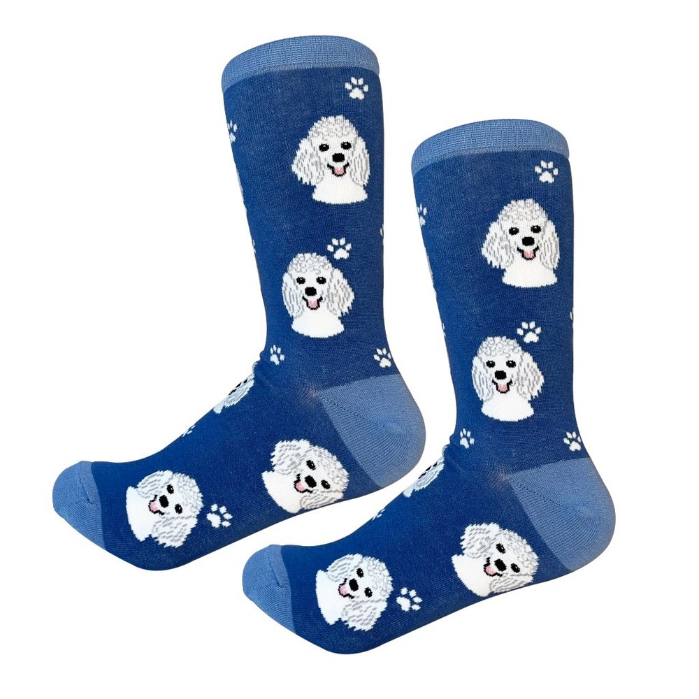 Poodle (white)  - Fun Unisex Socks - Crazy Pet Lover - Novelty Sock